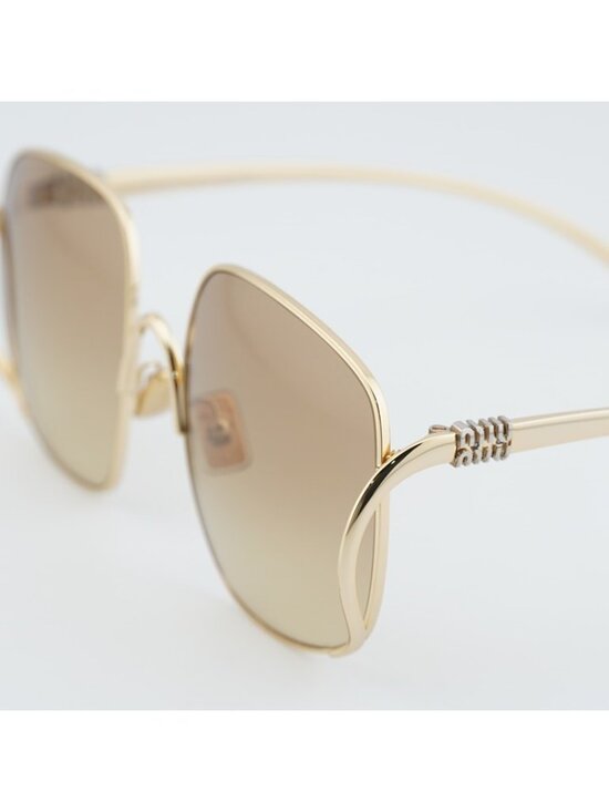 Miu Miu MUA57S 5AK20S Sunglasses Gold Square Frame, Brown Gradient Lenses